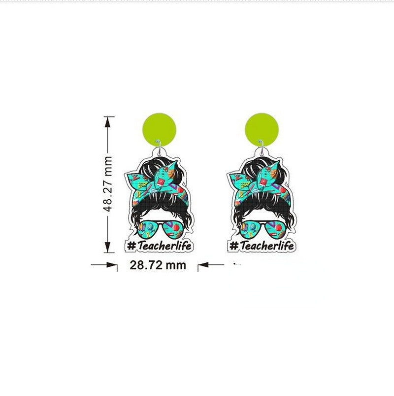 Venta al por mayor Aretes De Acrílico Brillo Corazón Día Del Maestro